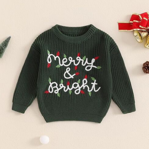 طفل صبي فتاة عيد الميلاد الزي التطريز متماسكة سترة المتضخم Crewneck البلوز البلوز الخريف الشتاء الملابس in Kuwait