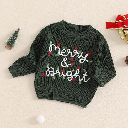 طفل صبي فتاة عيد الميلاد الزي التطريز متماسكة سترة المتضخم Crewneck البلوز البلوز الخريف الشتاء الملابس in Kuwait