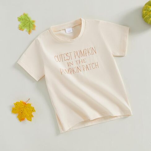 Toddler Boy Girl Halloween Shirt Infant Baby Kids Pumpkin T Shirt Thanksgiving Outfit Vintage Short Sleeve Fall Tee Top in Kuwait