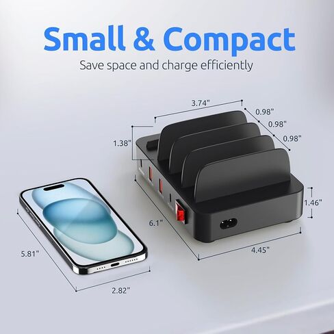 Fast & Safe Charging Station for Multiple Devices - 4 Fast Port - PD 20W & QC 3.0 - Compatible with All USB Devices - Family Charging Organizer - UL & FCC Certification - Purple in Saudi Arabia