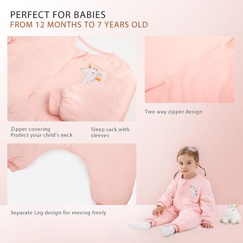 Baby Sleep Sack 12-18 18-24 Months Winter 2.5 TOG, Toddler Sleep Sack with Feet Baby Wearable Blanket, Thick Long Sleeve Sleep Sacks with Legs, Warm Cotton Toddler Sleeping Sack in Saudi Arabia