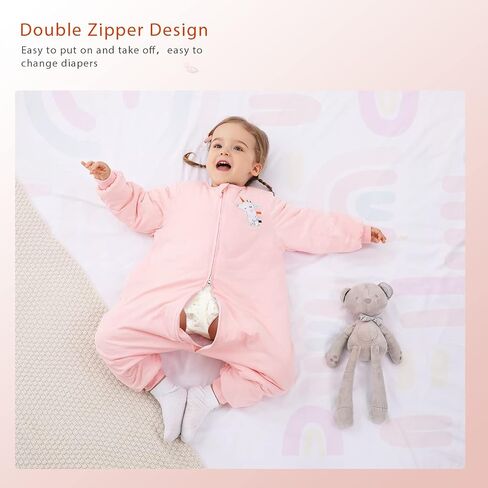 Baby Sleep Sack 12-18 18-24 Months Winter 2.5 TOG, Toddler Sleep Sack with Feet Baby Wearable Blanket, Thick Long Sleeve Sleep Sacks with Legs, Warm Cotton Toddler Sleeping Sack in Saudi Arabia