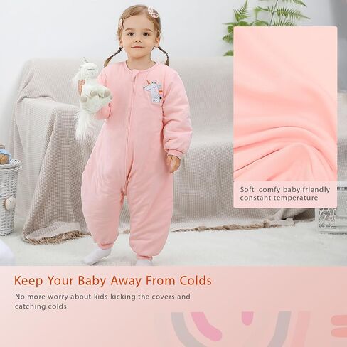 Baby Sleep Sack 12-18 18-24 Months Winter 2.5 TOG, Toddler Sleep Sack with Feet Baby Wearable Blanket, Thick Long Sleeve Sleep Sacks with Legs, Warm Cotton Toddler Sleeping Sack in Saudi Arabia