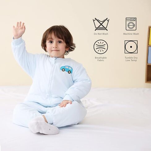 Baby Sleep Sack 12-18 18-24 Months Winter 2.5 TOG, Toddler Sleep Sack with Feet Baby Wearable Blanket, Thick Long Sleeve Sleep Sacks with Legs, Warm Cotton Toddler Sleeping Sack in Saudi Arabia