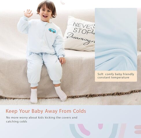 Baby Sleep Sack 12-18 18-24 Months Winter 2.5 TOG, Toddler Sleep Sack with Feet Baby Wearable Blanket, Thick Long Sleeve Sleep Sacks with Legs, Warm Cotton Toddler Sleeping Sack in Saudi Arabia