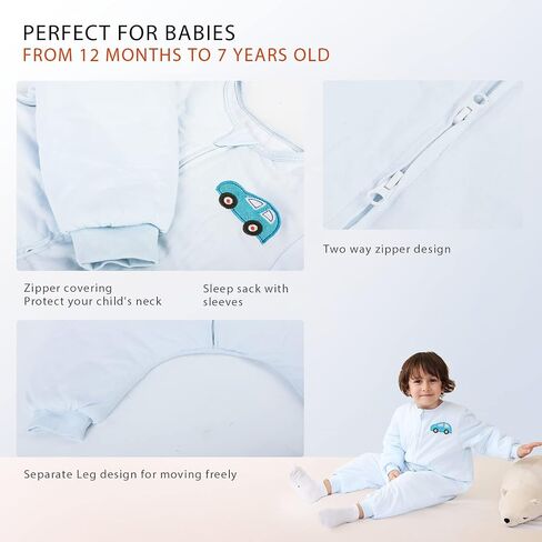 Baby Sleep Sack 12-18 18-24 Months Winter 2.5 TOG, Toddler Sleep Sack with Feet Baby Wearable Blanket, Thick Long Sleeve Sleep Sacks with Legs, Warm Cotton Toddler Sleeping Sack in Saudi Arabia