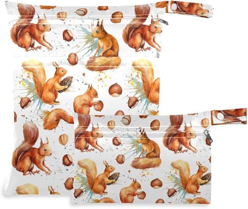 visesunny Cute Cartoon Cat 2Pcs Wet Bag with Zippered Pockets Washable Reusable Roomy Diaper Bag for Travel,Beach,Daycare,Stroller,Diapers,Dirty Gym Clothes,Wet Swimsuits,Toiletries in Kuwait