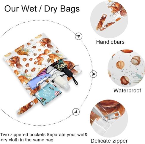 visesunny Cute Cartoon Cat 2Pcs Wet Bag with Zippered Pockets Washable Reusable Roomy Diaper Bag for Travel,Beach,Daycare,Stroller,Diapers,Dirty Gym Clothes,Wet Swimsuits,Toiletries in Kuwait