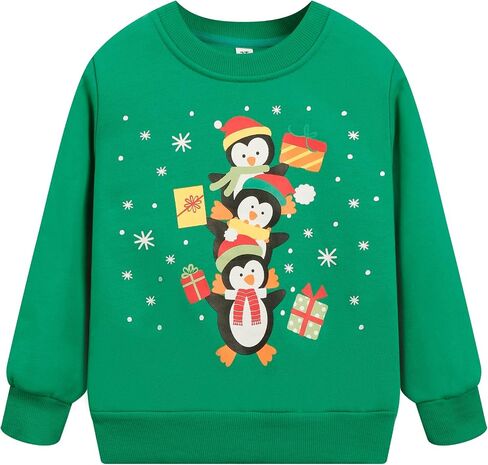 طفل بنين بنات عيد الميلاد بلوزات الرنة Crewneck كنزة صوف علوية عيد الميلاد طويلة الأكمام ملابس الشتاء 2-7T in Saudi Arabia