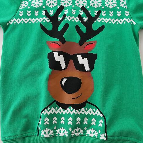 طفل بنين بنات عيد الميلاد بلوزات الرنة Crewneck كنزة صوف علوية عيد الميلاد طويلة الأكمام ملابس الشتاء 2-7T in Saudi Arabia