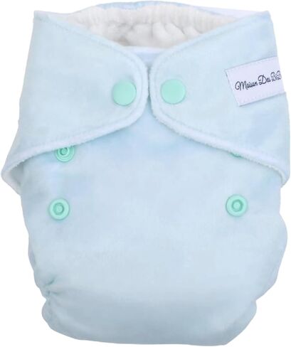 Newborn All in One Cloth Diapers. Hybrid AIO Diaper Set with Unique Velvet Soft, Waterproof Cover. Unisex Neutral Colored Set Includes 3 Diapers, 3 Inserts and 1 Wetbag., Small in Saudi Arabia