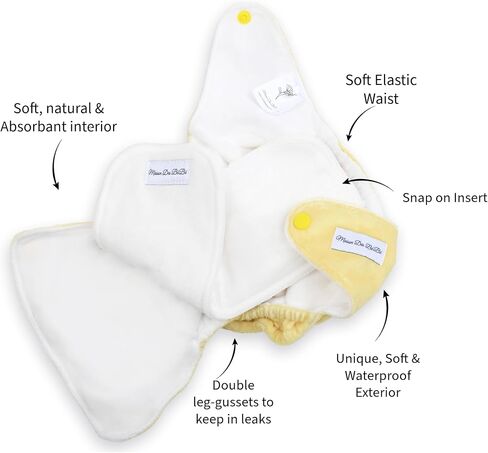 Newborn All in One Cloth Diapers. Hybrid AIO Diaper Set with Unique Velvet Soft, Waterproof Cover. Unisex Neutral Colored Set Includes 3 Diapers, 3 Inserts and 1 Wetbag., Small in Saudi Arabia
