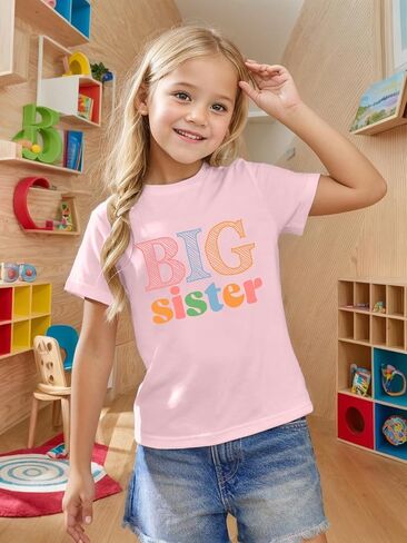 Big Sister Shirts for Girls Promoted to Big Sister Announcement T-Shirt Toddler Baby Girls Outfit Short Sleeve in Saudi Arabia
