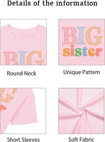 Big Sister Shirts for Girls Promoted to Big Sister Announcement T-Shirt Toddler Baby Girls Outfit Short Sleeve in Saudi Arabia