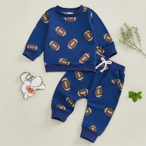 Toddler Baby Boy Girl Football Outfit Rugby Sweatshirt Top Jogger Pants Set 2 Pcs Infant Fall Winter Clothes in Saudi Arabia