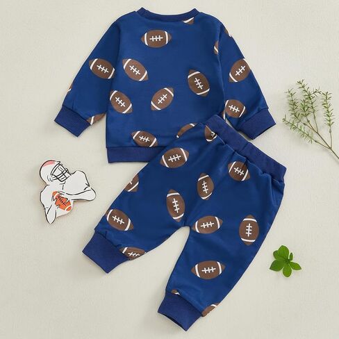 Toddler Baby Boy Girl Football Outfit Rugby Sweatshirt Top Jogger Pants Set 2 Pcs Infant Fall Winter Clothes in Saudi Arabia