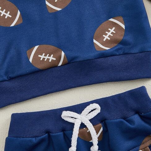 Toddler Baby Boy Girl Football Outfit Rugby Sweatshirt Top Jogger Pants Set 2 Pcs Infant Fall Winter Clothes in Saudi Arabia