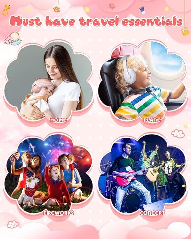Coume 4 Pcs 2 in 1 Baby Ear Muffs Noise Protection Adjustable Baby Headphones with Stretchy Band Noise Cancelling Earmuff for Baby up to 4 Years Improves Sleep Essentials for Baby Outdoor Travel in Saudi Arabia