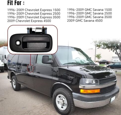 مقبض الباب الخارجي الأيسر الأمامي جانب السائق مع فتحة مفتاح، متوافق مع 1996-2009 Chevy Express، GMC Savana 1500 2500 3500 4500 Van، 10359094، 79320، 25866267، 25942271،15104314 in Kuwait