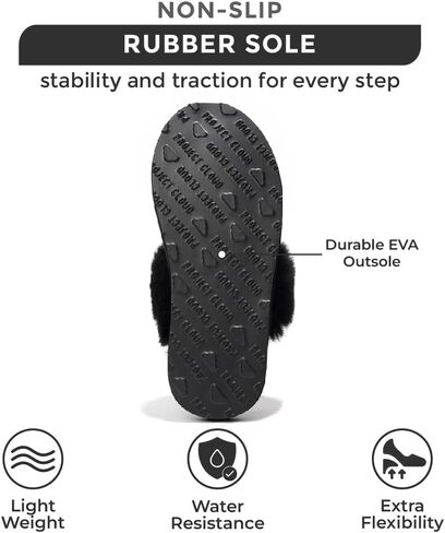 Project Cloud Womens Slippers Genuine Suede & Real Shearling Fur Lining - Memory Foam House Slippers for Women Indoor Use - Water Resistant Womens Clogs House Shoes for Women (Henka) in Saudi Arabia