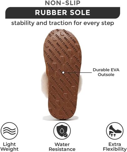 Project Cloud Womens Slippers Genuine Suede & Real Shearling Fur Lining - Memory Foam House Slippers for Women Indoor Use - Water Resistant Womens Clogs House Shoes for Women (Henka) in Saudi Arabia
