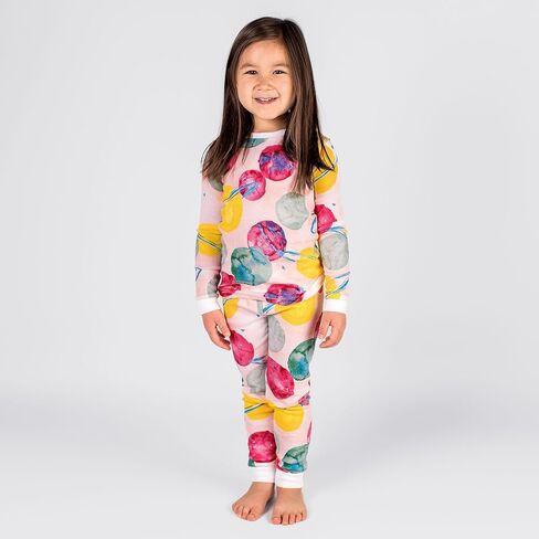 Burt's Bees Baby Baby Girls' Pajamas, Tee and Pant 2-Piece Pj Set, 100% Organic Cotton, Outer Space in Kuwait