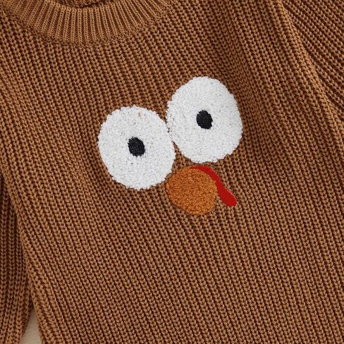 Thanksgiving Baby Girl Boy Outfit Long Sleeve Turkey Knit Sweater Romper Crewneck Pullover Sweatshirt Fall Clothes in Kuwait