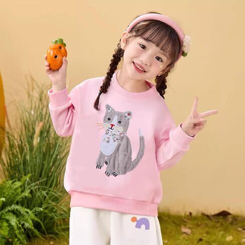 Little Girls Sweatshirts Cotton Long Sleeve Crewneck Pullover Toddler Kids Winter Warm Shirt Sweater Tops 2t-8t in Kuwait