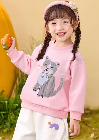 Little Girls Sweatshirts Cotton Long Sleeve Crewneck Pullover Toddler Kids Winter Warm Shirt Sweater Tops 2t-8t in Kuwait