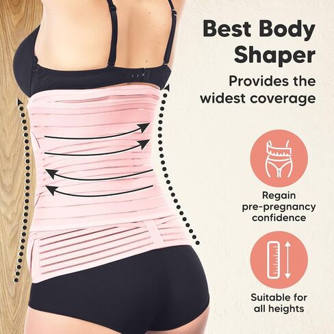 KeaBabies 3 in 1 Postpartum Belly Support Recovery Wrap and Reusable Nursing Pads Bundle - Pregnancy Belly Support Band (Blush Pink, One Size) - 4-Layers Nursing Pads (Lovelle, XL) in Saudi Arabia