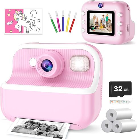 Kids Camera Instant Print Toys for Girls Age 5-12, 1080P Instant Camera for Kids with Dual Camera Print Selfie Photos, Christmas Birthday Gifts for Girls Age 4 5 6 7 8 9 10 Year Old-32GB Purple in Saudi Arabia