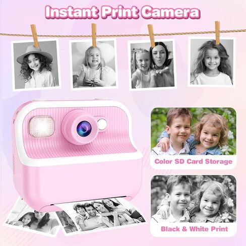 Kids Camera Instant Print Toys for Girls Age 5-12, 1080P Instant Camera for Kids with Dual Camera Print Selfie Photos, Christmas Birthday Gifts for Girls Age 4 5 6 7 8 9 10 Year Old-32GB Purple in Saudi Arabia