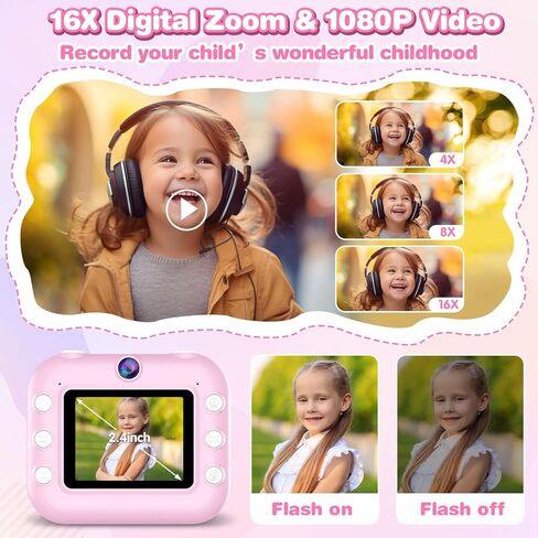 Kids Camera Instant Print Toys for Girls Age 5-12, 1080P Instant Camera for Kids with Dual Camera Print Selfie Photos, Christmas Birthday Gifts for Girls Age 4 5 6 7 8 9 10 Year Old-32GB Purple in Saudi Arabia