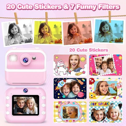 Kids Camera Instant Print Toys for Girls Age 5-12, 1080P Instant Camera for Kids with Dual Camera Print Selfie Photos, Christmas Birthday Gifts for Girls Age 4 5 6 7 8 9 10 Year Old-32GB Purple in Saudi Arabia