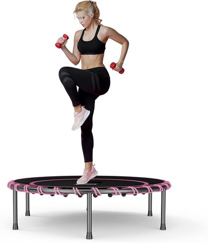 ترامبولين للياقة البدنية مقاس 40 بوصة مع مقبض قابل للتعديل وترامبولين صغير صامت بنجي ريبوندر للقفز وتمارين القلب للبالغين - الحد الأقصى للحمل 150 كجم in Kuwait