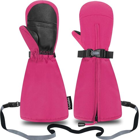 Andake Kids Ski Mittens Gloves with Long Cuff Waterproof Winter Warm Snow Gloves for Toddler Baby Girls and Boys in Kuwait