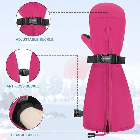 Andake Kids Ski Mittens Gloves with Long Cuff Waterproof Winter Warm Snow Gloves for Toddler Baby Girls and Boys in Kuwait