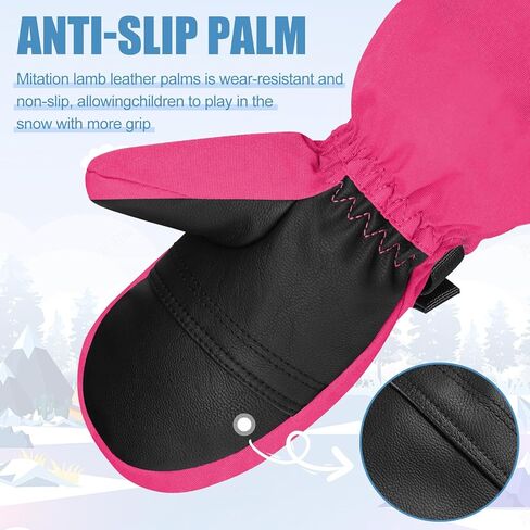 Andake Kids Ski Mittens Gloves with Long Cuff Waterproof Winter Warm Snow Gloves for Toddler Baby Girls and Boys in Kuwait