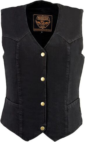 Milwaukee Leather MDL4000 Women's Blue Plain Side 4 Snap Front Denim Vest in Saudi Arabia