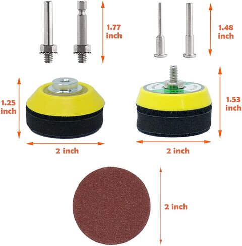 Professional 240 Piece 2-Inch Sanding Disc with 1/8" & 1/4" Shank Plates for Drills and Rotary Tools - Multiple Grits 80-3000 Grit Included in Kuwait