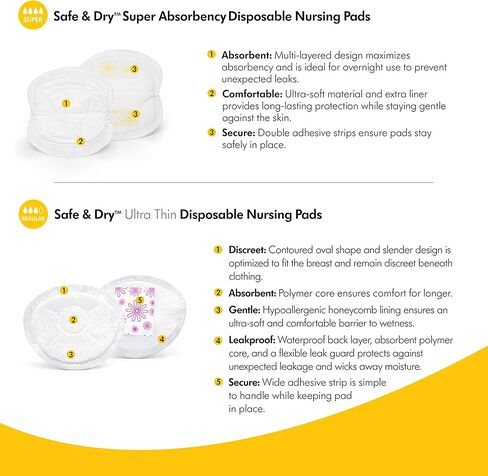 وسادات الرضاعة من ميديلا، وسادة صدر للاستعمال مرة واحدة، عبوة من 60 قطعة in Kuwait