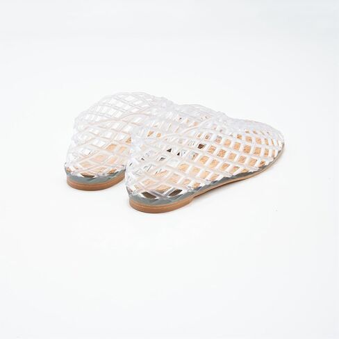 Womens Clear Jelly Mesh Flats Trendy Transparent Shoes Soft Cork Insole Lightweight Casual Summer Shoes for Daily Outfits in Saudi Arabia