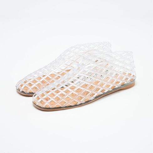Womens Clear Jelly Mesh Flats Trendy Transparent Shoes Soft Cork Insole Lightweight Casual Summer Shoes for Daily Outfits in Saudi Arabia