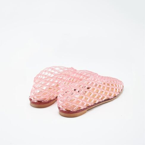 Womens Clear Jelly Mesh Flats Trendy Transparent Shoes Soft Cork Insole Lightweight Casual Summer Shoes for Daily Outfits in Saudi Arabia