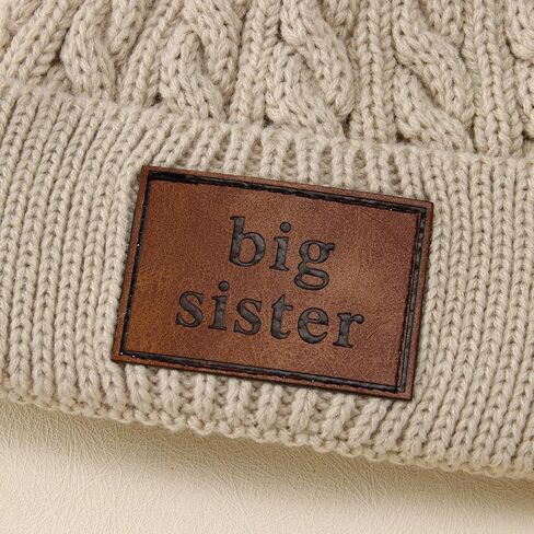 BOUTIKOME Winter Knit Hat Toddler Baby Girls Beanie to Be Big Sister Twist Warm Beanies Announcement Infant Knitted Cap in Saudi Arabia