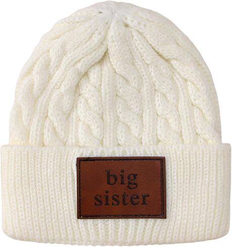 BOUTIKOME Winter Knit Hat Toddler Baby Girls Beanie to Be Big Sister Twist Warm Beanies Announcement Infant Knitted Cap in Saudi Arabia