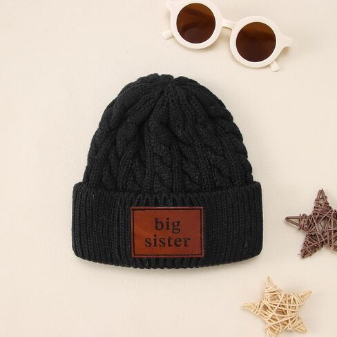 BOUTIKOME Winter Knit Hat Toddler Baby Girls Beanie to Be Big Sister Twist Warm Beanies Announcement Infant Knitted Cap in Saudi Arabia