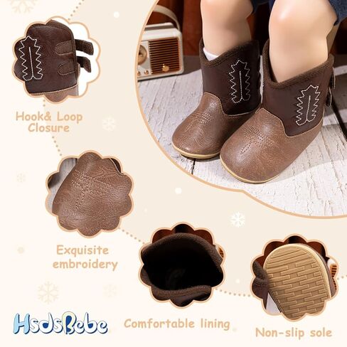 HsdsBebe أحذية للأطفال الأولاد والبنات أحذية رعاة البقر الغربية أحذية للرضع أحذية عالية الجودة للأطفال الصغار نعل ناعم غير قابل للانزلاق أحذية سرير المشي الأولى in Kuwait