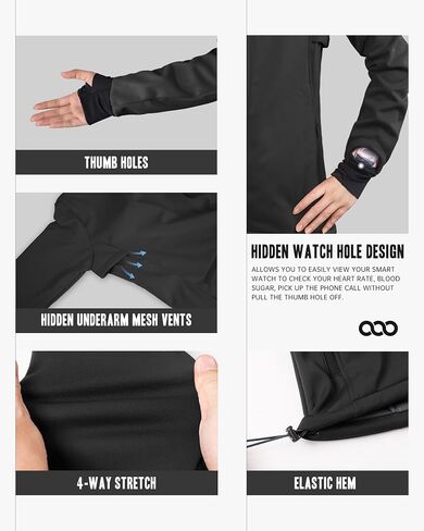 33,000ft Women's Waterproof Fleece Running Jacket Zip Up Athletic Winter Cold Weather Workout Cycling Track Jackets in Saudi Arabia