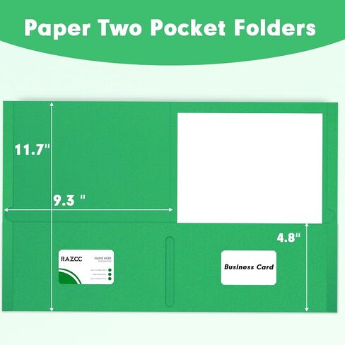 Two Pocket Folders, RAZCC 50 Pack File Folders with Pockets Fit Letter Size Paper, Thick Paper File Folder for School Office Business Home, Assorted 5 Colors in Saudi Arabia